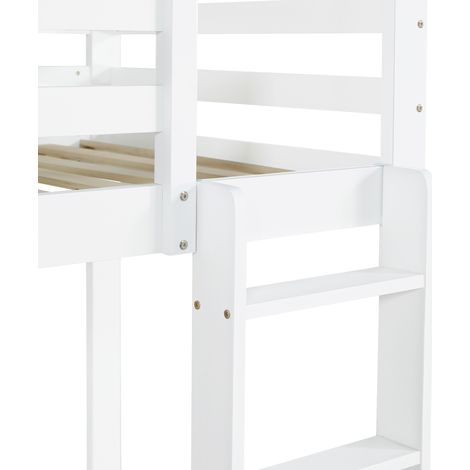 Letto a castello bianco 90x200 cm in legno con 2 cassetti, scaffale aperto e scala (1/5)