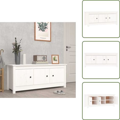 Mueble de madera maciza - vidaXL Mueble zapatero de madera maciza de pino blanco 110x38x45,5 cm - Mueble para zapatos
