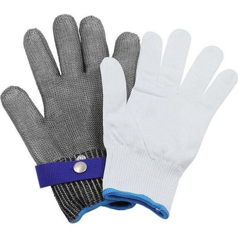 Gants anti-coupure de cuisine - - Niveau 5 - 23,5 cm - Polyéthylène haute résistance - Fils d'acier inoxydable (1/4)