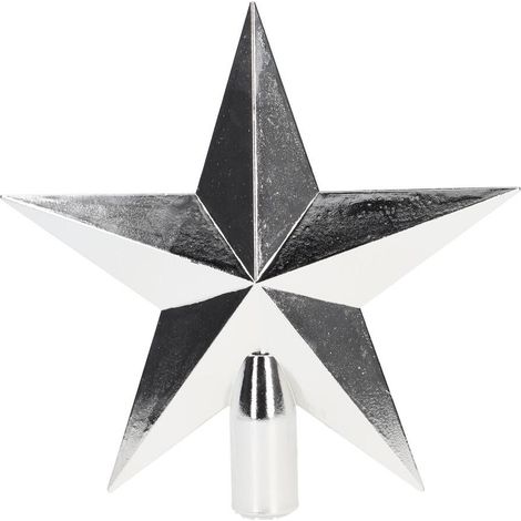 Estrella de Navidad "Alasia" para copa del árbol 200x196mm fabricada en plástico color plata acabado en purpurina (1/5)
