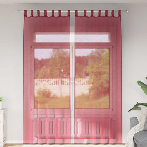 Voile Curtains with Loops 2 pcs Wine Red 140x260 cm vidaXL