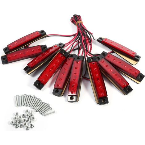 10 x 6 LED Indicateur Latéral Marqueur Feu de gabarit pour Camion Fourgon Caravane Camion Rouge-Crezuo