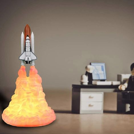 Veilleuse décorative 3D, lampe fusée imprimée en 3D, lampe navette spatiale rechargeable USB, cadeau de Noël (1/4)