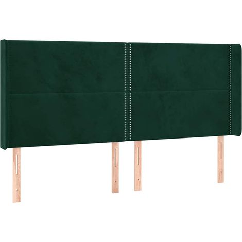Testiera Testata del letto ad Orecchio Verde Scuro 203x16x118/128 cm in Velluto (1/5)