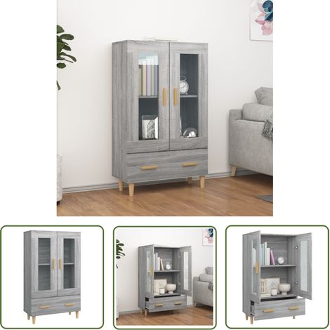 The Living Store Buffet Sonoma gris 70x31x115 cm Bois d'ingénierie - Buffet - Meuble De Rangement - Commode - Armoire - Salon (1/5)