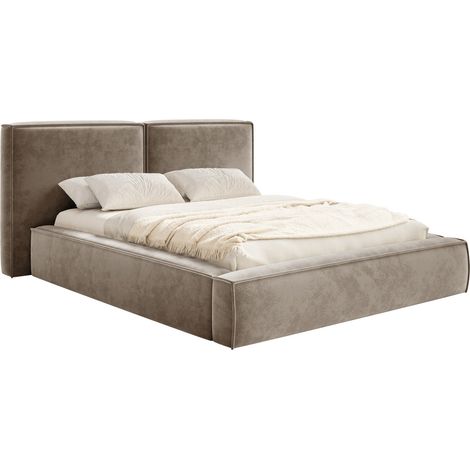 Selsey Tilves – Polsterbett 180x200 mit Bettkasten, Lattenrost, Velours, hellbraun