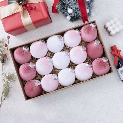 Boules De Noël En Velours - 15 Pièces - Diamètre 8 Cm - Décorations Pour Arbre De Noël - Intérieur Et Extérieur - Lot Complet (1/3)
