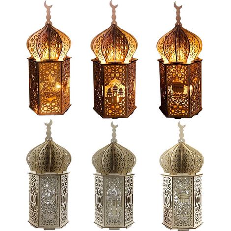 Lampe LED Ramadan  Lumière Decorative Moon Eid Mubarak pour Maison  Modèle Bois 24 cm (1/5)