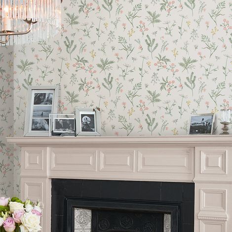 Papier peint intissé à motif floral – Dimensions 1005 x 52 cm – Raccord droit 52 cm – Entretien facile avec éponge humide – Laura Ashley