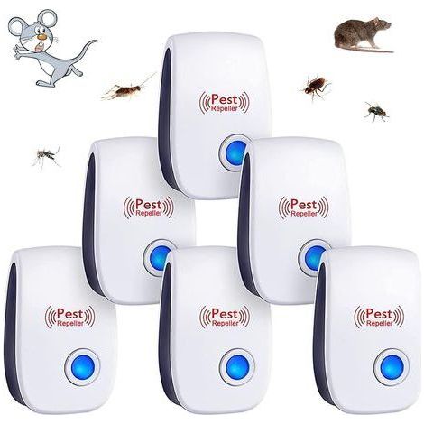 Lot de 6 répulsifs à ultrasons pour insectes nuisibles, usage intérieur, tue-moustiques, souris, cafards, rongeurs, fourmis, araignées et autres insectes. (1/5)