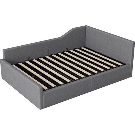 Divano letto imbottito 140x200 con contenitore integrato, grigio (1/5)