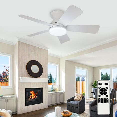 Ventilateur de plafond moderne avec éclairage : petit ventilateur noir de 89 cm (35 pouces)- Ventilateur de plafond discret à intensité variable avec télécommande, montage encastré, 5 pales réversible (1/5)