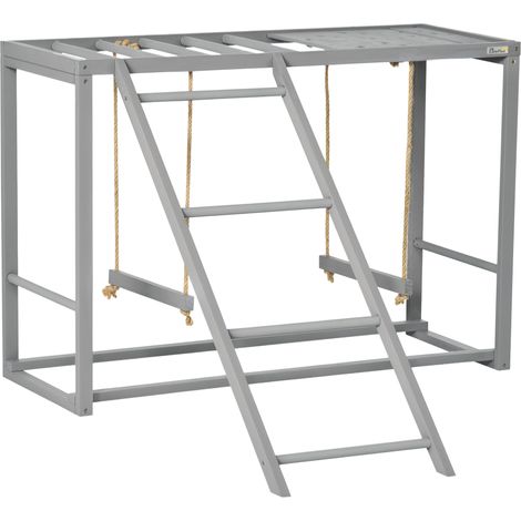 PawHut Chicken Activity Play Chicken Coop with Swing Set for 3-4 Chickens, Grey