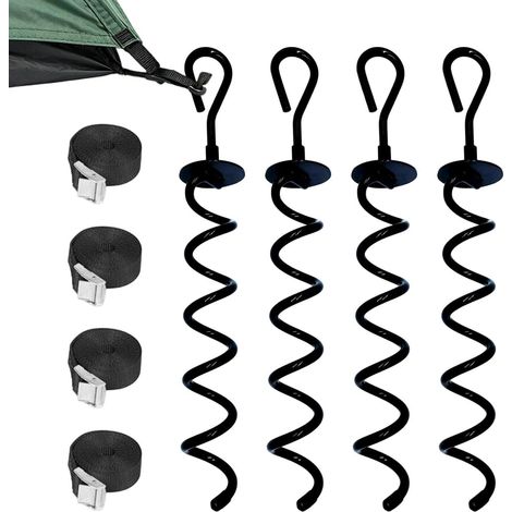 Piquets de Sol en 4 piquets de Terre avec Corde Ancrages de sol pour camping pour Camping, Canopée, Auvent, Trampoline, Abri de Jardin, Clôture, Extérieur, Serre (1/5)