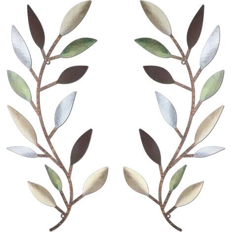 Décoration murale en métal feuille d'arbre – Art mural en fer forgé – Style moderne pour salon et chambre – Facile à accrocher (1/5)