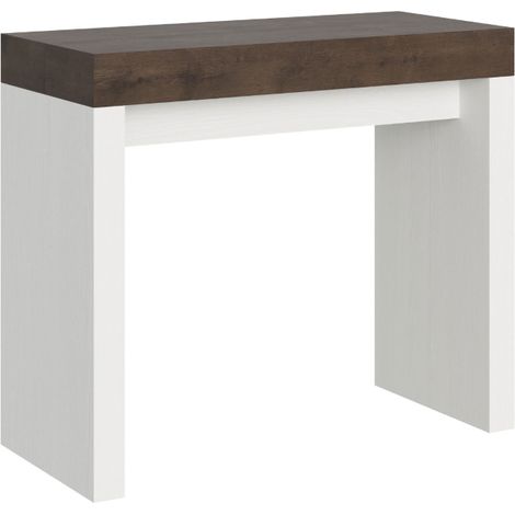 Consolle allungabile 90x40/300 cm Roxell Mix piano noce - struttura bianco frassino (1/5)