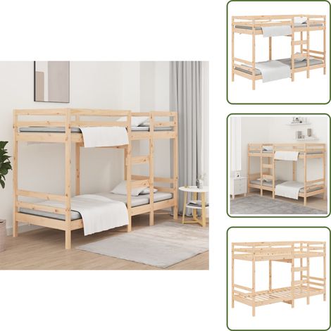 Cama de madera maciza - vidaXL Cama litera sin colchón madera maciza de pino 90x190 cm - Cama para niños