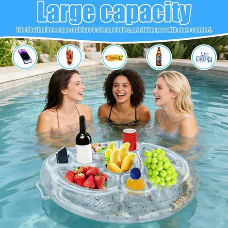 Plateau Apéro Flottant à 8 Trous, Porte-Boisson Gonflable pour Fête & Piscine (1/5)