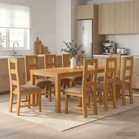 vidaXL Ensemble de salle à manger 9 pc Gris Bois de chêne massif (1/5)