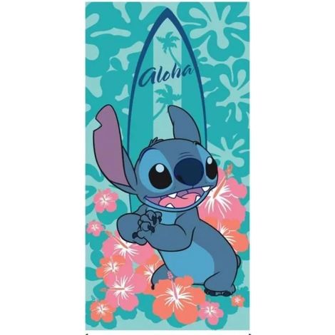 Asciugamano da spiaggia aymax stitch aloha 70x140 cm poliestere