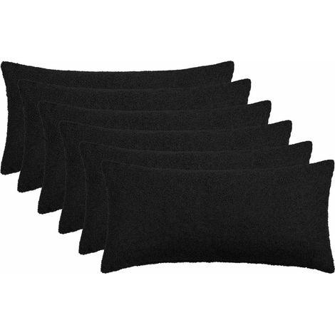 Cushion Cover 6 pcs HEERLEN Black 40 x 80 cm Bouclé vidaXL