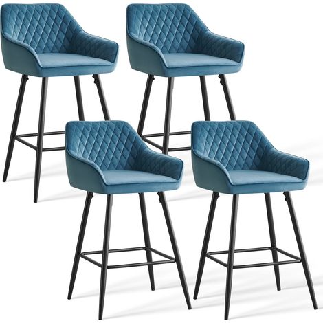 JYMTOM Set di 4 sedie sgabello da bar in velluto, seduta imbottita, gambe in metallo, sgabello. sedie da pranzo, barre, gambe in metallo- Alzavola