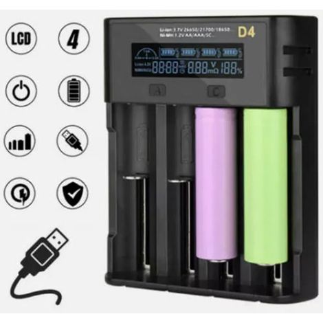 4 slots USB LCD chargeur de batterie pour Nimh Li - ion SC / F6 AA AA AA 2025