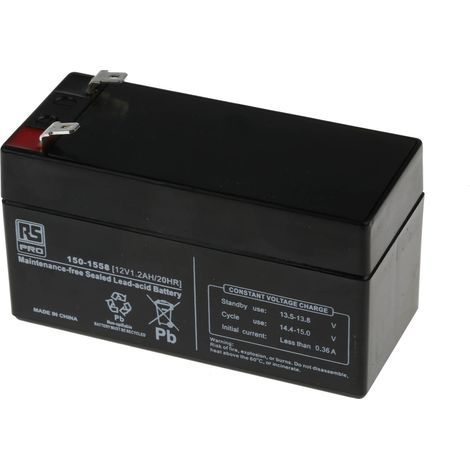 Batterie au plomb étanche RS PRO 12V 1.2Ah cyclique ( Prix pour 1 ) (1/3)