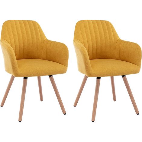Sedia con braccioli Tessuto e Metallo effetto legno Giallo - Lotto di 2 - ELEANA (1/5)