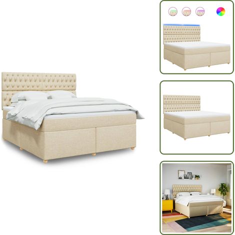 Boxspringbett mit Matratze Creme 180x200 cm Stoff - Boxspringbett - Boxspringbetten - Bett - Bettgestell (1/5)