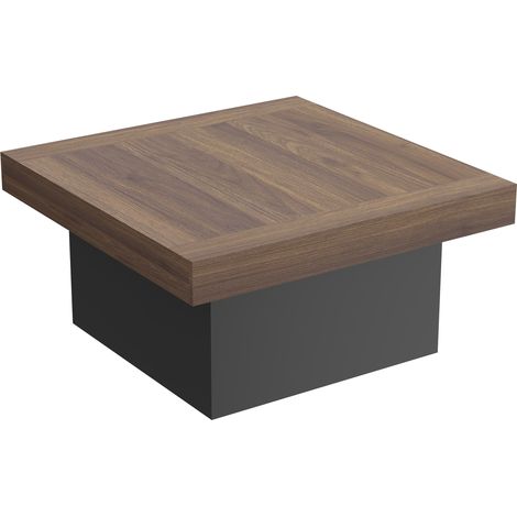 Table basse carrée avec éclairage LED 16 couleurs - 90 x 90 x 45 cm, noyer - Table de salon moderne - Pour salon, chambre - Design original (1/5)