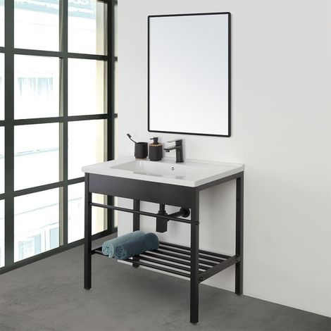 Mobile da bagno 60cm in metallo nero Borg Feridras (1/6)