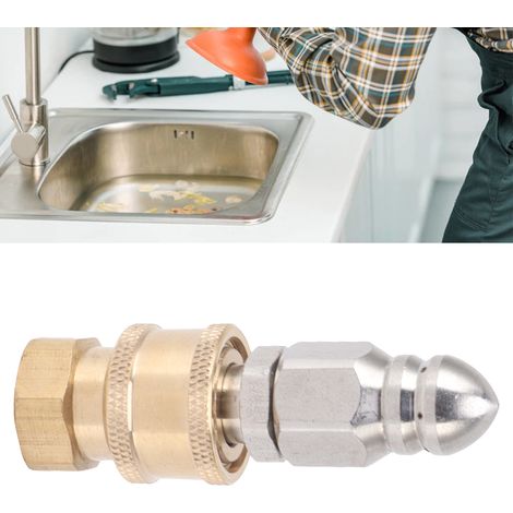 Embout de tuyau de vidange à connexion rapide G1/4, accessoires de buse de pulvérisation pour nettoyeur haute pression, accessoires de nettoyage des égouts G3/8 (1/5)