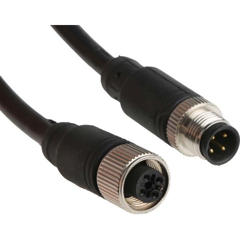 Cordon RS PRO 4 conducteurs , M12 Femelle vers Fiche mâle droite M8 Mâle, 2m ( Prix pour 1 )