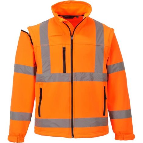 Blouson Softshell manches amovibles Portwest Haute visibilité Orange Fluo M. (1/2)