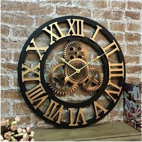 Kreative 3D-Wanduhr im Retro-Industrie-Stil – Staubdichte Glasabdeckung – Wohnzimmerdekoration, 40 cm – Artistic Gear (1/5)