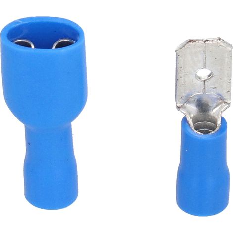 100-teiliges Set isolierter Flachsteckverbinder (Stecker/Buchse) für 16–14 AWG, blau (1/5)