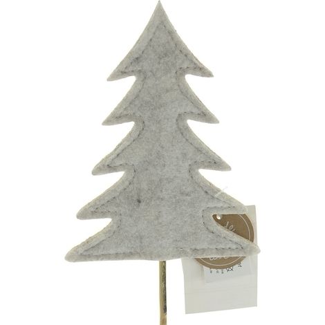 Boltze – Piquet décoratif de Noël pour pot Talin beige – Bois et feutre polyester, 5 niveaux, H 42 cm