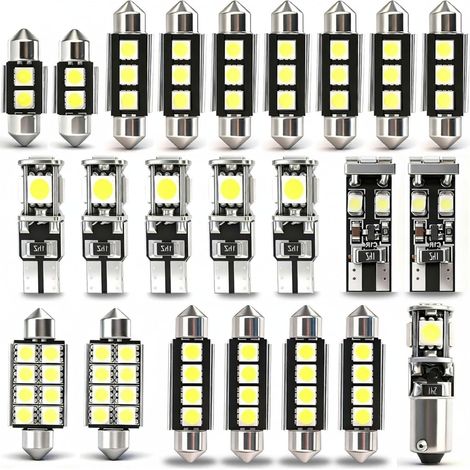23pcs Error Free LED Car Light Kit 12V Xenon White 6000K T10 W5W C5W 31/36/42 mm, Car Interior Lighting, Dome Light, Boot Plate, Compatible with VW Ford Honda (1/5)