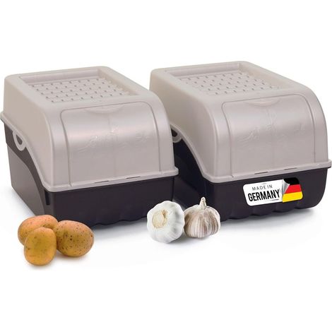 Boîte de rangement pommes de terre 2x5L blanc nacré empilable