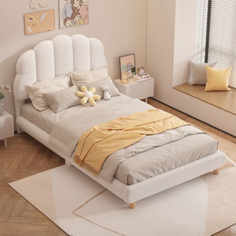 letto bambini 90x200 plush floreale morbido bianco HAVRYA (1/5)
