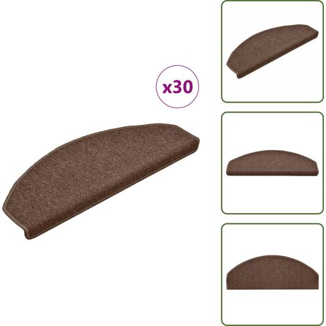 vidaXL Tapis d'escalier 30 pcs marron 65x24x4 cm