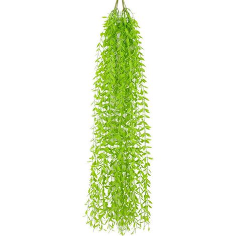 Simulation de feuille de saule en rotin, plante verte suspendue au mur, en plastique, pour un mariage