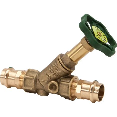 JS Valvola a flusso libero, con attacco a pressare (filetto femmina), senza scarico, con albero non in salita, DN20, diametro di pressatura 22mm, omologato DVGW, 0015282200001