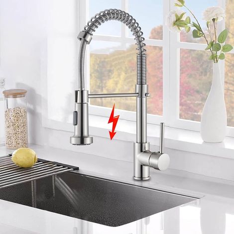Robinet de cuisine basse pression avec 2 jets d'eau orientable à 360° pour chaudière/appareils sous évier (1/5)
