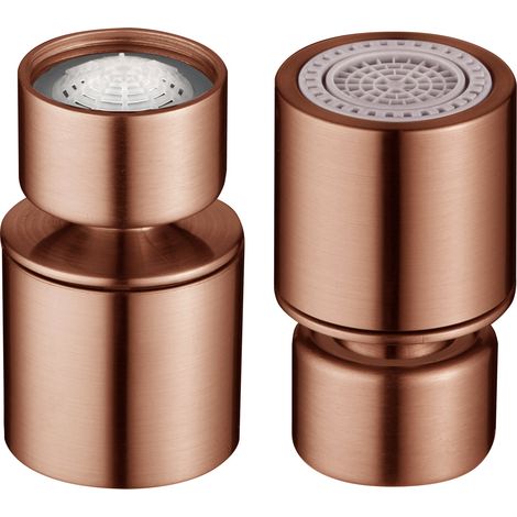 IMEX Aireador de cocina con rótula esferica M22H ABS oro rosa cepillado 2 funciones modelo Imex-RR0031-ORC