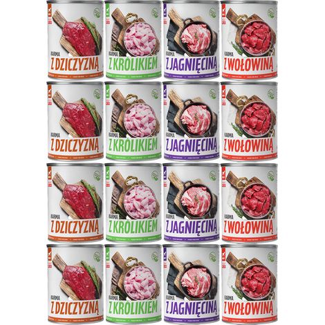 Comida h煤meda para perros TufTuf. Lata de carne en conserva con una mezcla de sabores. Set de 12 latas de 400 g.