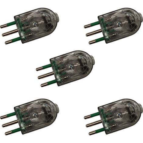 gloca Spina Elettrica 10A 2P+T 250V, Spina Volante Standard Italiano S11, Grigio Trasparente, Spina di Ricambio Salvaspazio per Casa e Ufficio (1/4)