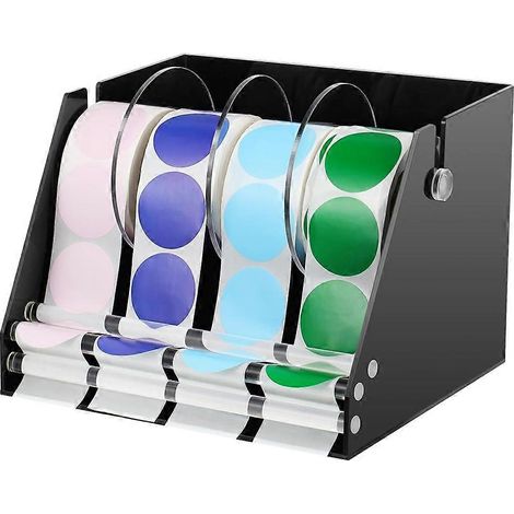 Distributeur de 4 rouleaux d'étiquettes autocollantes - Présentoir réglable pour le bricolage, l'organisation et l'emballage de vente au détail (1/4)