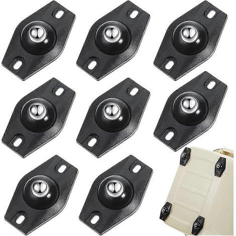 Lot de 8 roulettes pivotantes auto-adhésives à 360° avec roulements à billes (noir) (1/5)